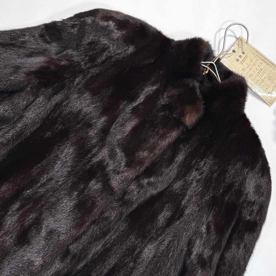 エンバ ブラックグラマ 本毛皮 ファーコート ハーフコート なめし柔らか 艶◎