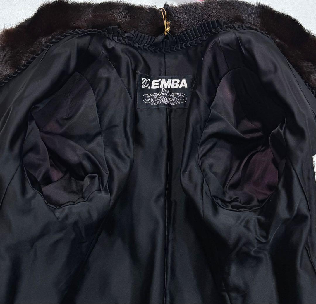 エンバ ブラックグラマ 本毛皮 ファーコート ハーフコート なめし柔らか 艶◎