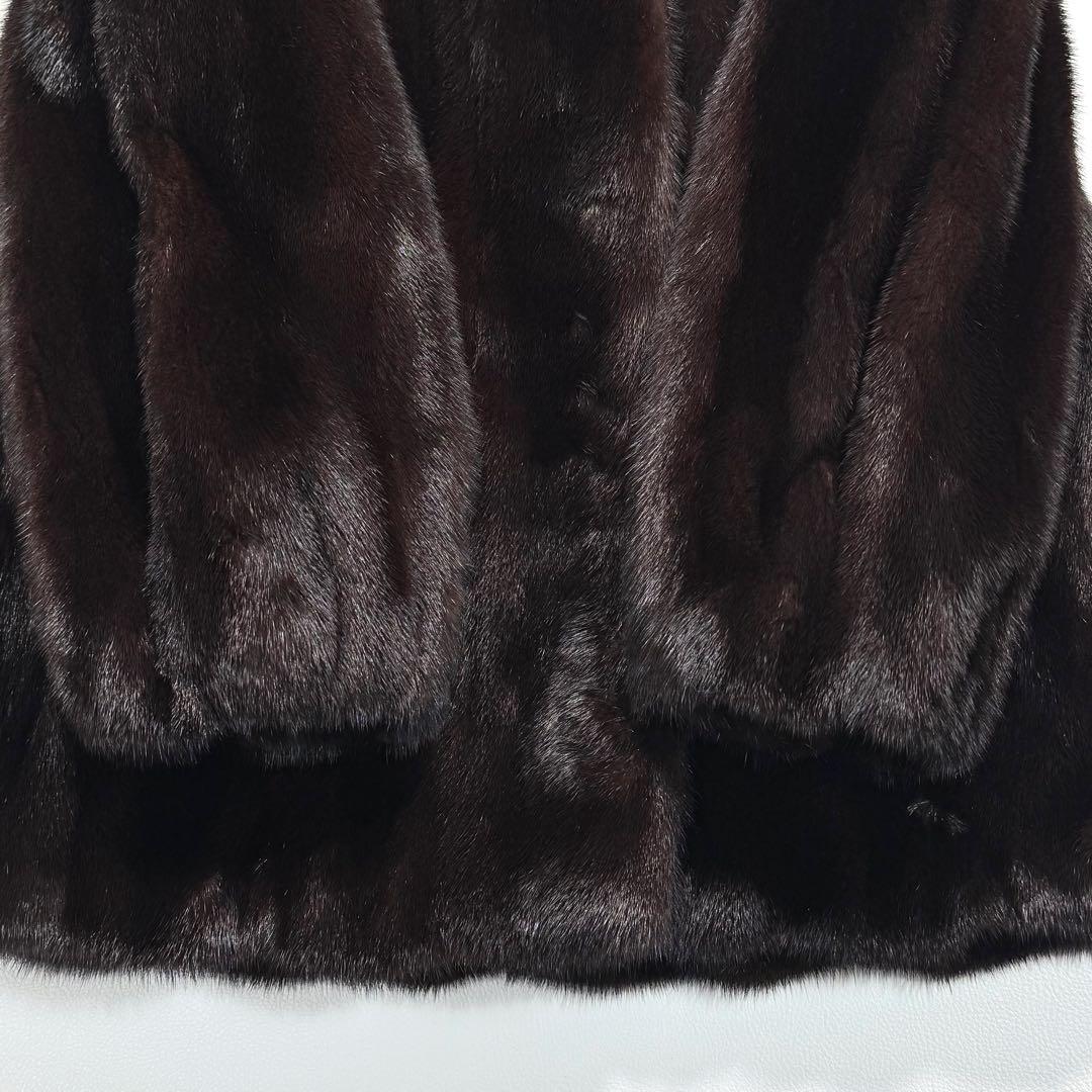 エンバ ブラックグラマ 本毛皮 ファーコート ハーフコート なめし柔らか 艶◎