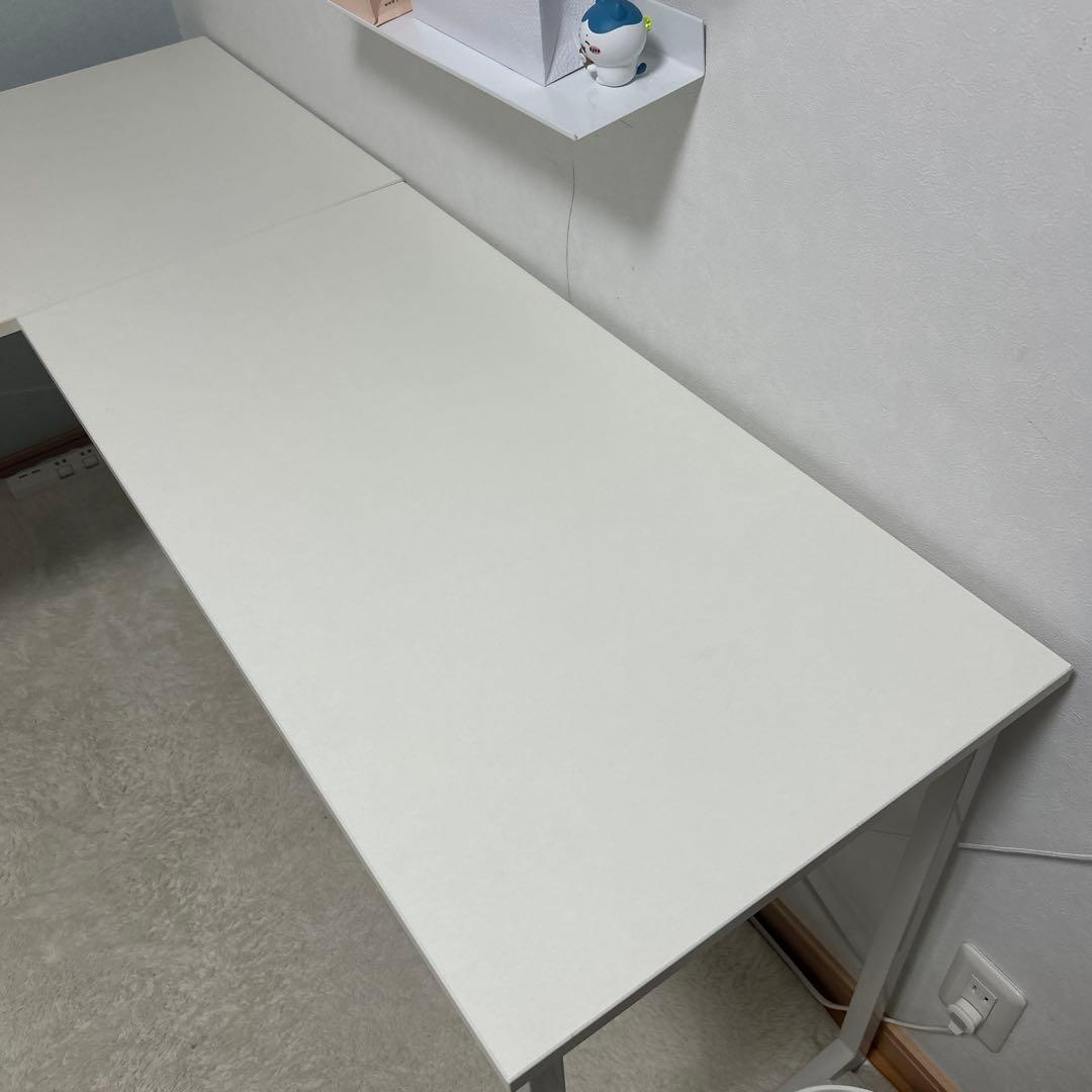 サンワダイレクト　パソコンデスク　L字型デスク　ホワイト　白