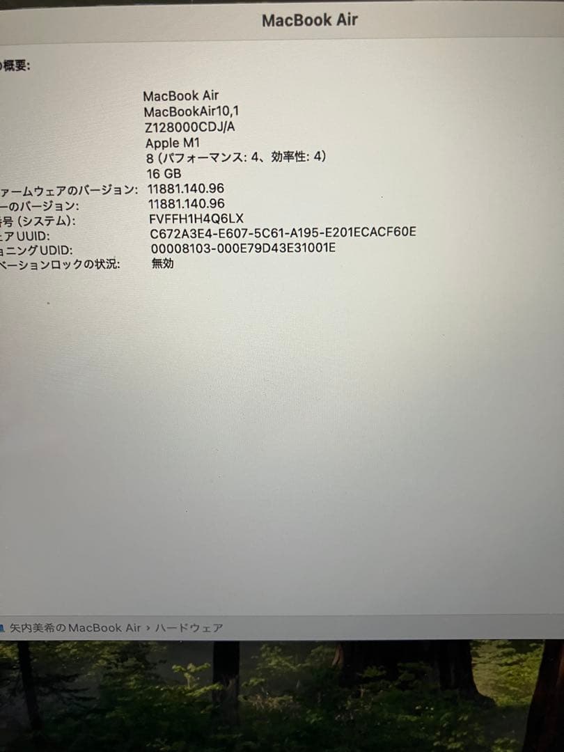 MacBook本体 MacBook Air (M1, 2020) 16GB 512GB