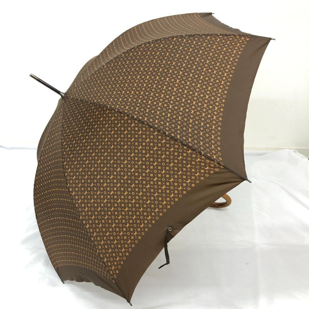 8F099/ルイヴィトン/長傘/雨傘/モノグラム/ウッドハンドル/ブラウン