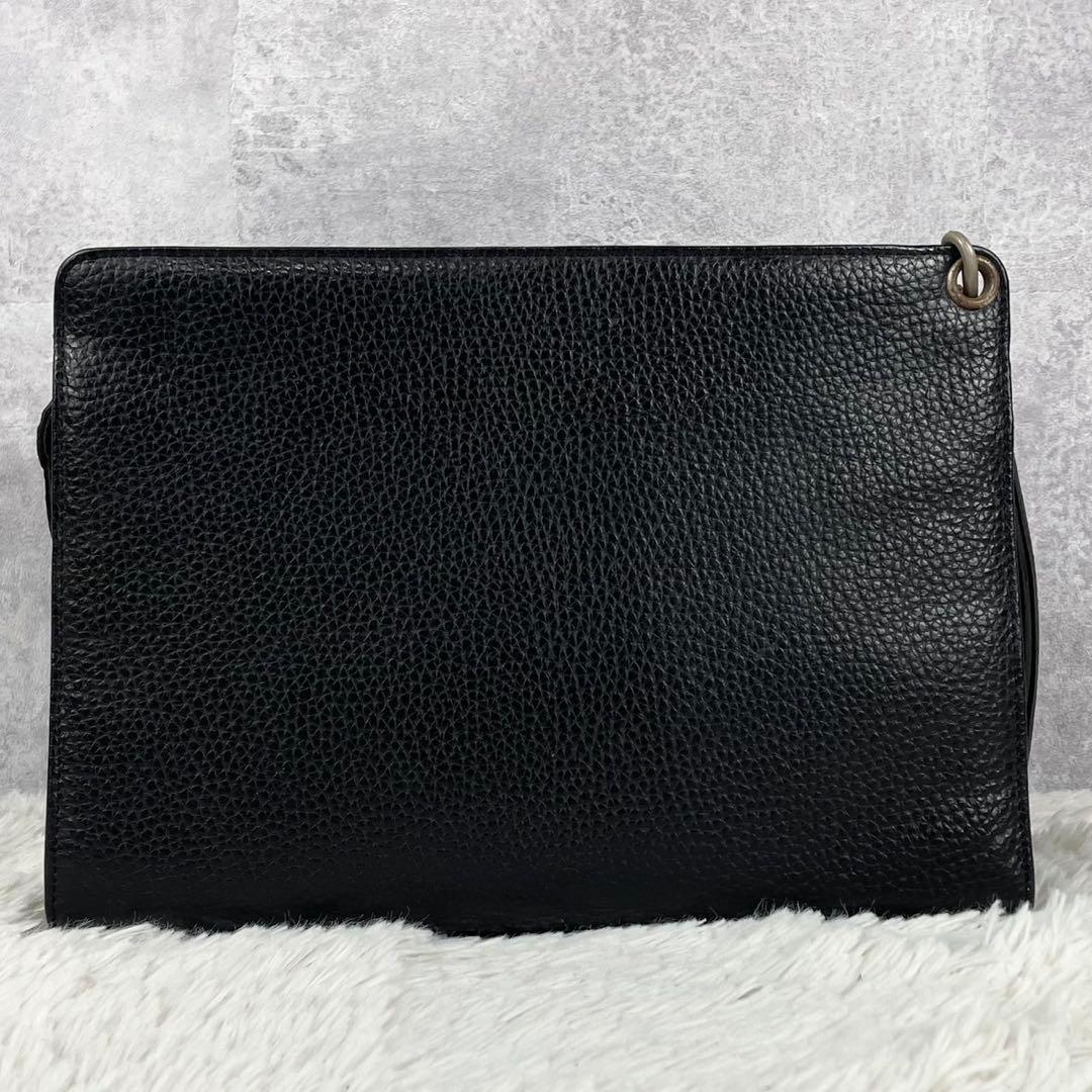 極美品 GIANNI VERSACE レザー クラッチバッグ メデューサ 黒