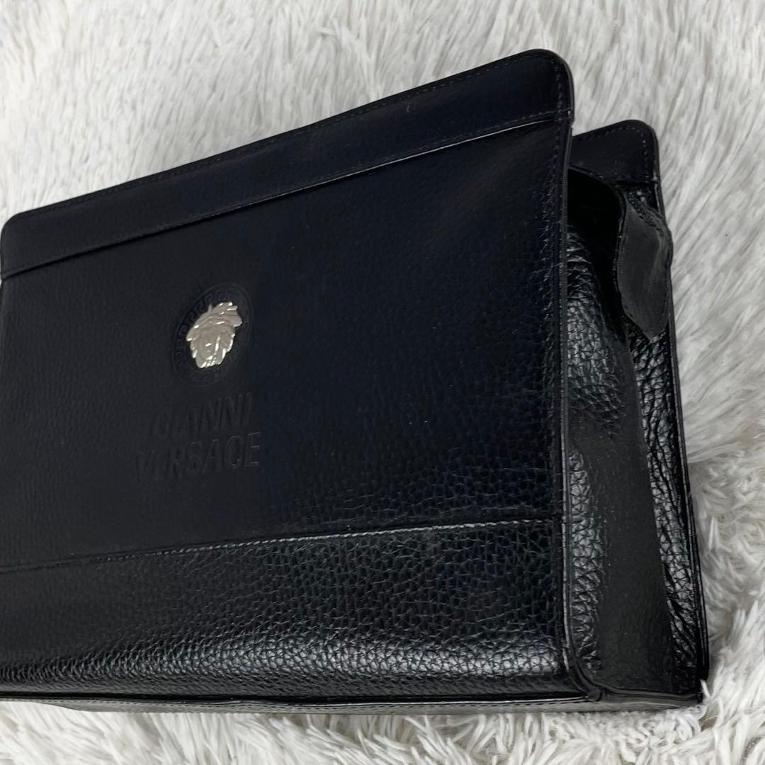 極美品 GIANNI VERSACE レザー クラッチバッグ メデューサ 黒