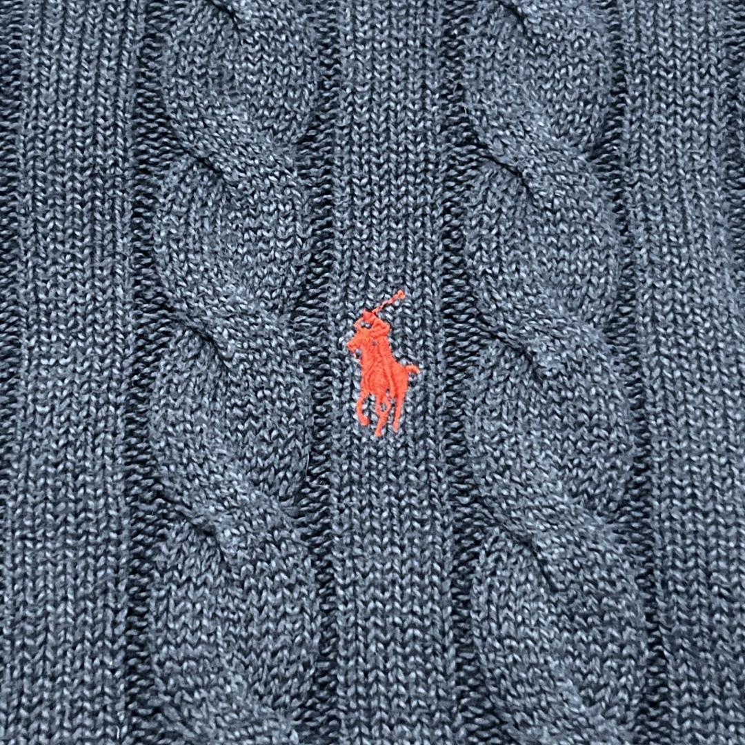 ポロラルフローレン コットン ケーブルニット セーター ネイビー M ポニー刺繍