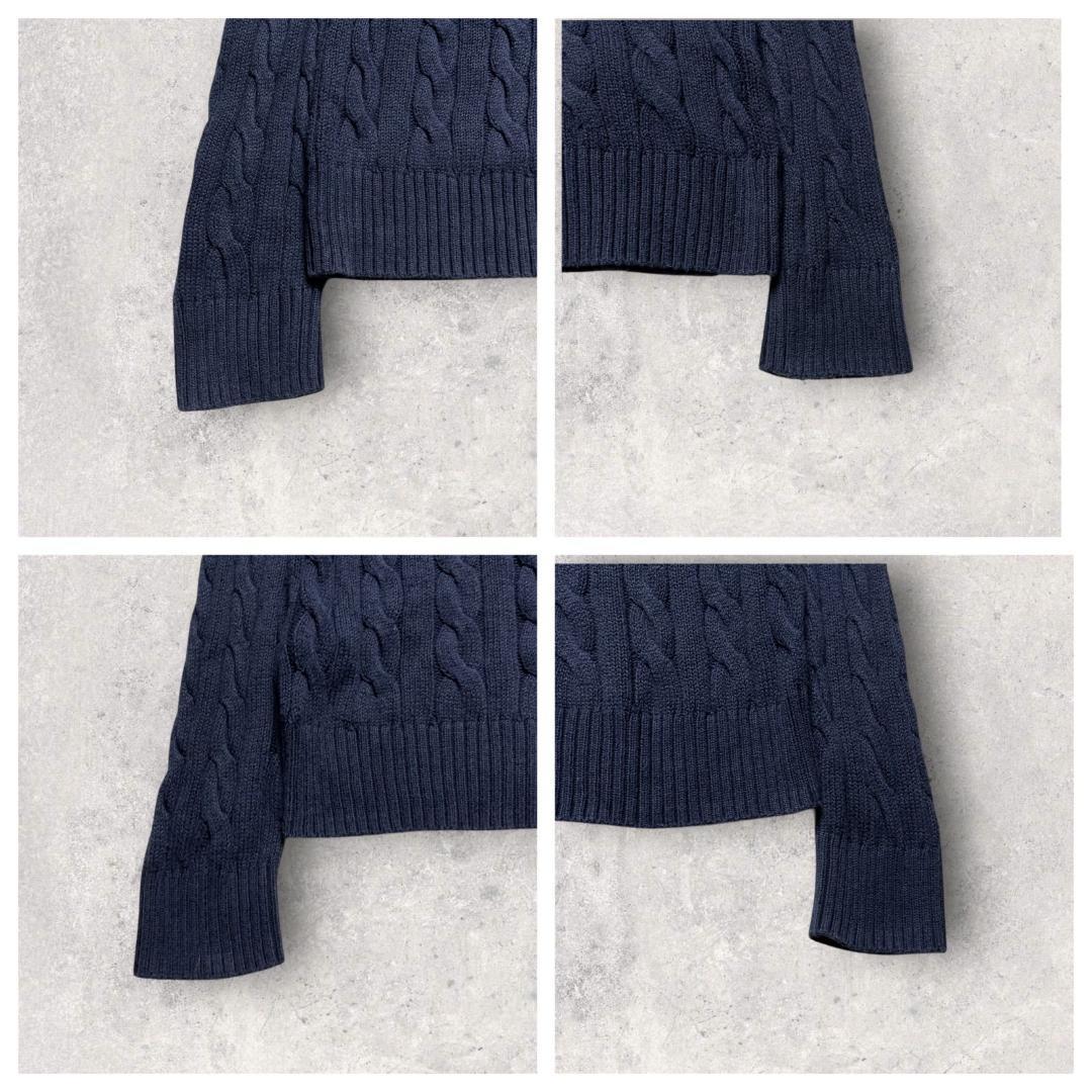 ポロラルフローレン コットン ケーブルニット セーター ネイビー M ポニー刺繍