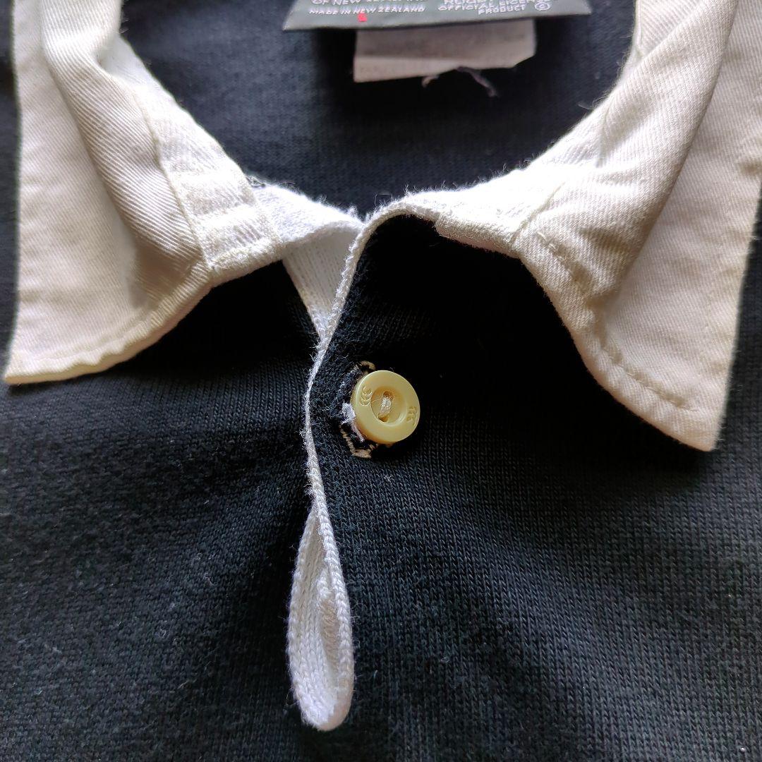 90sカンタベリー長袖ラガーシャツ刺繍オールブラックスニュージーランド製黒L