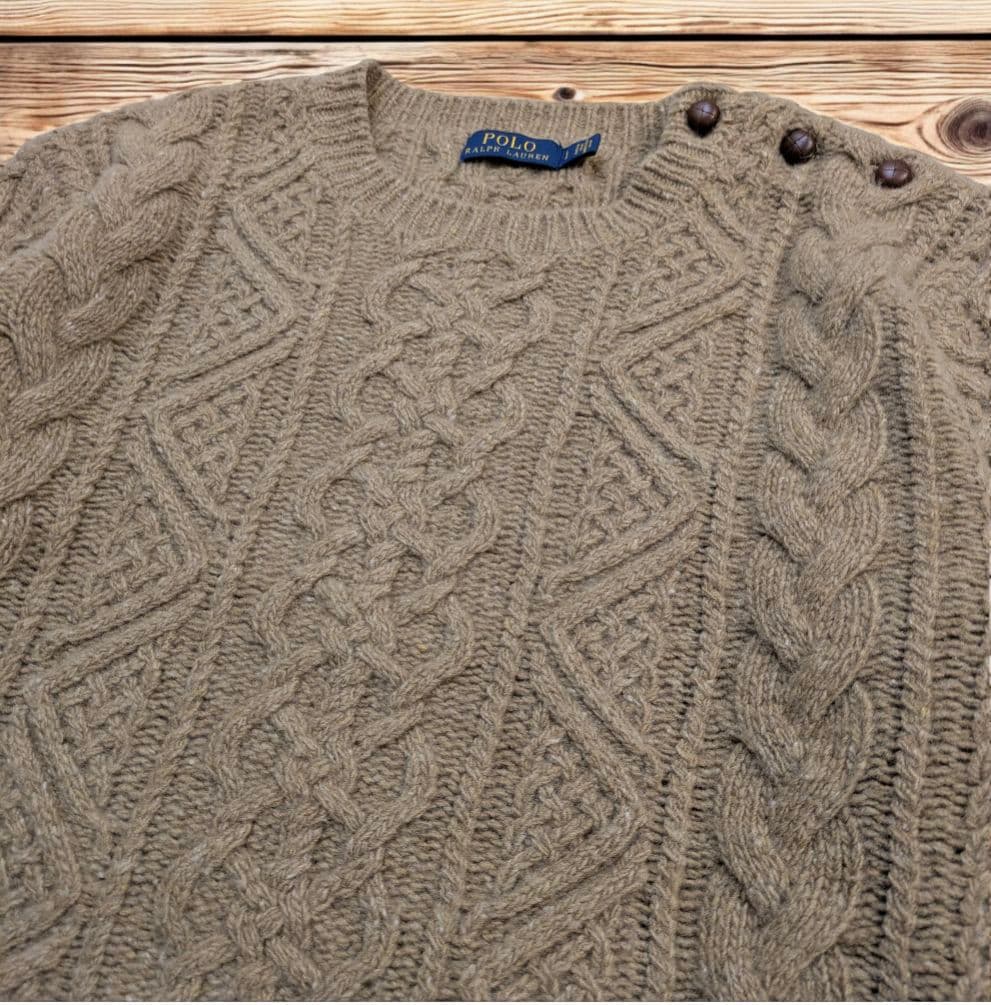 ✨希少✨POLO ポロラルフローレン ケーブルニット アランニット くるみボタン