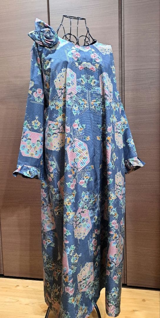 着物リメイク♥️本場大島紬7マルキ♪素敵なぁ～プリンセスラインのロングワンピース