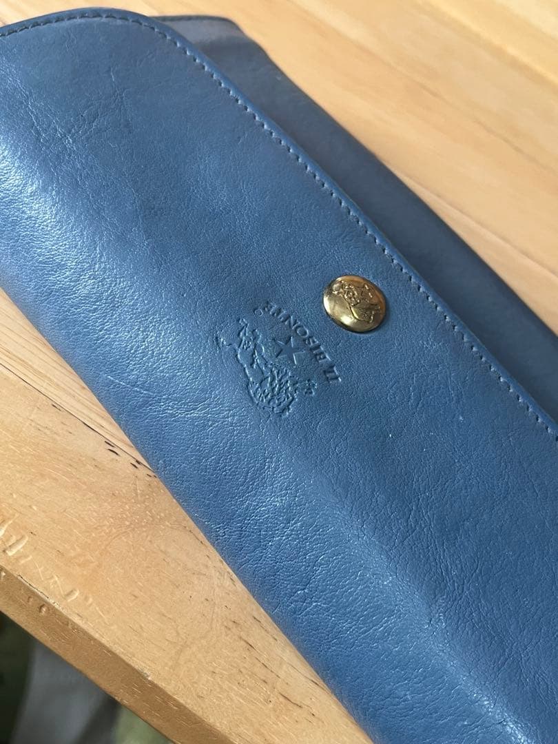 Lemon イルビゾンテ 長財布 ブルー系 ネイビー系 ロゴ型押し 収納多