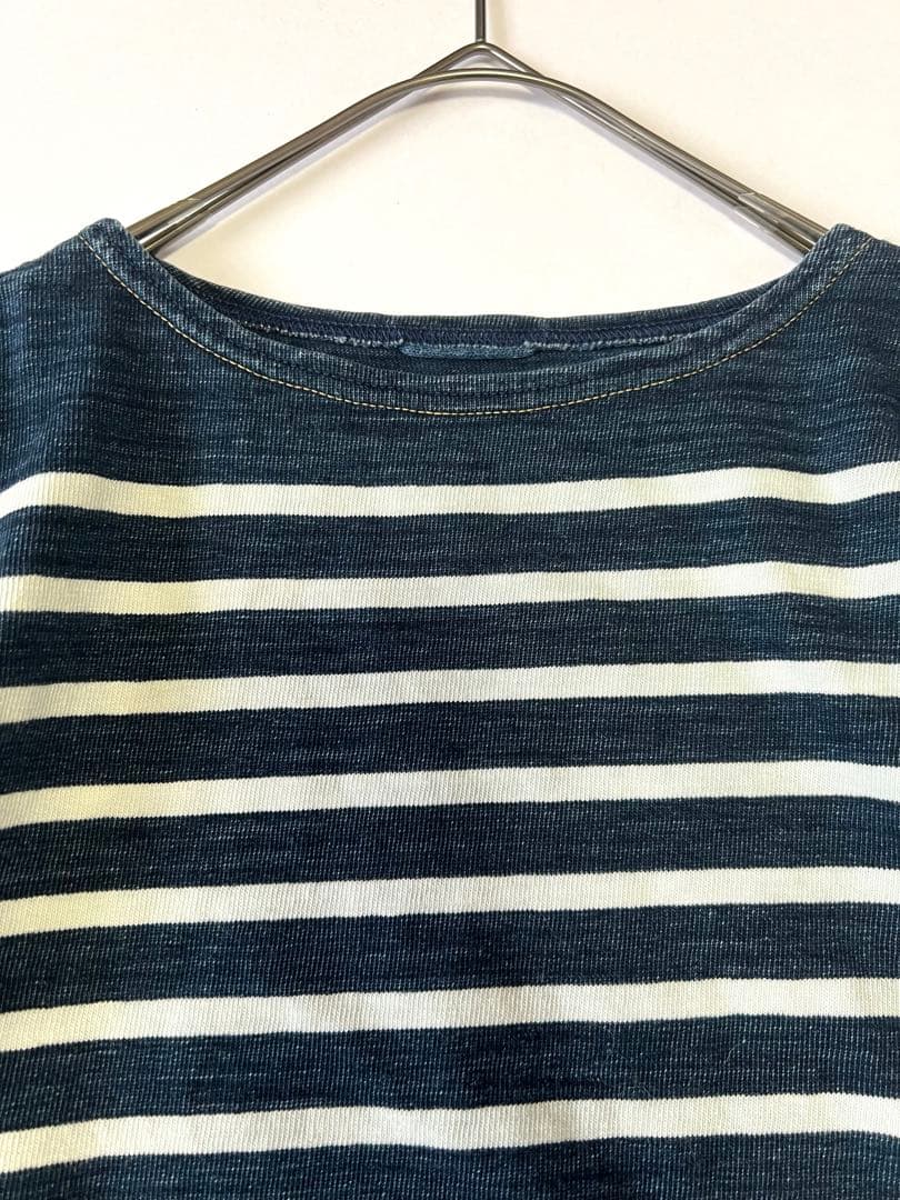 45R バスクボーダーシャツ バスクの908Tシャツ（サイズ2・インディゴ 濃）