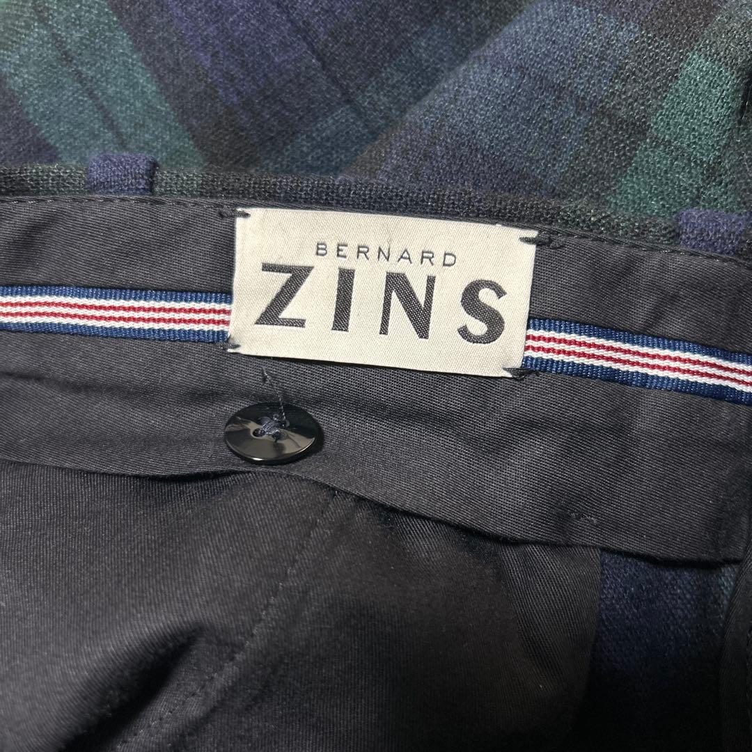 BERNARD ZINS チェック柄スラックス ネイビー/グリーン