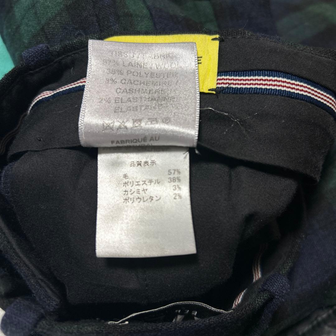 BERNARD ZINS チェック柄スラックス ネイビー/グリーン