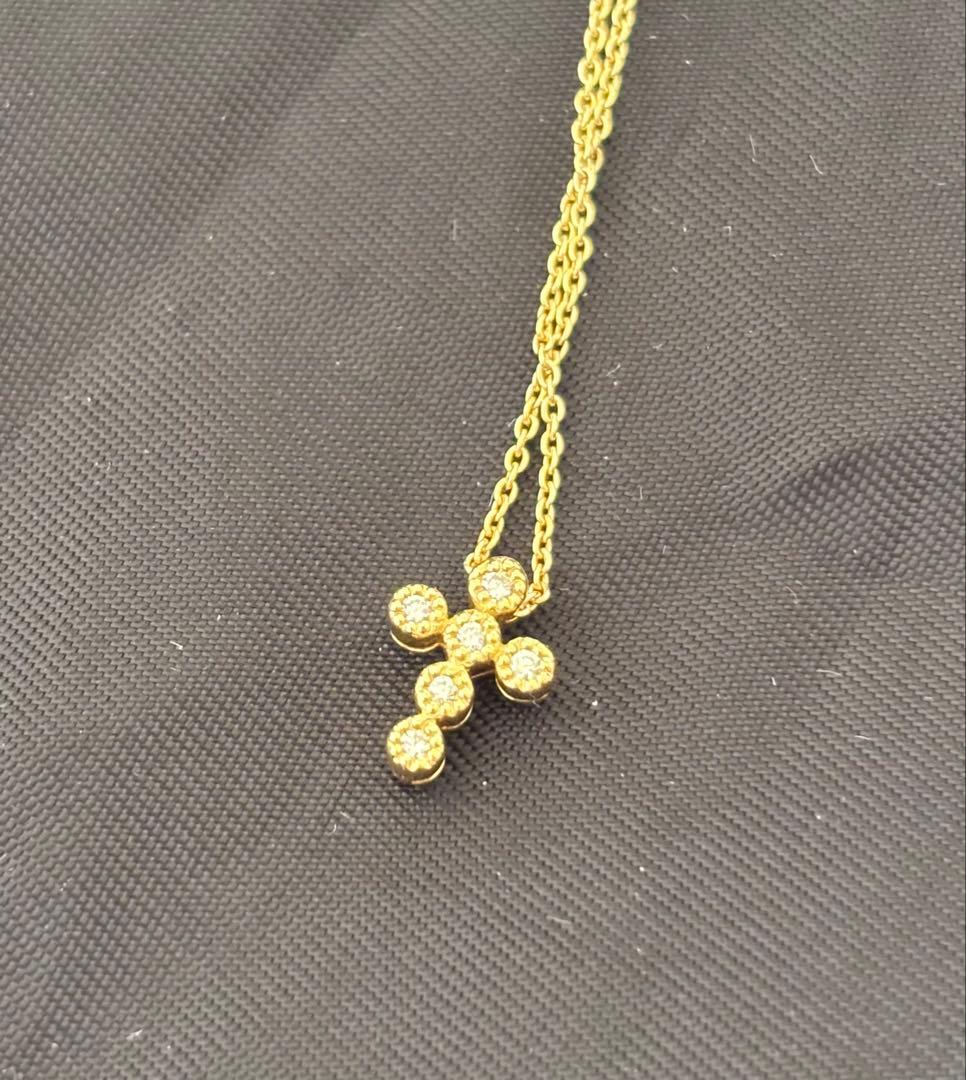 スタージュエリー　K18ダイヤクロスネックレス