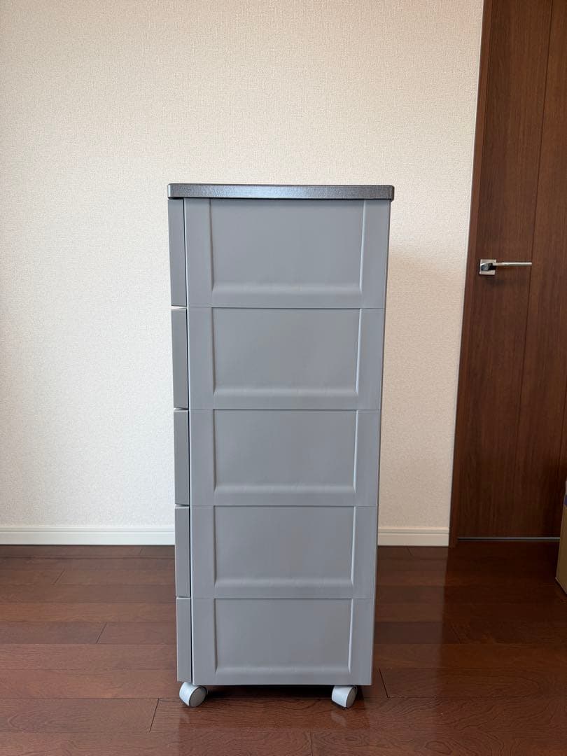 【天馬】グレー プラスチック製 5段チェスト