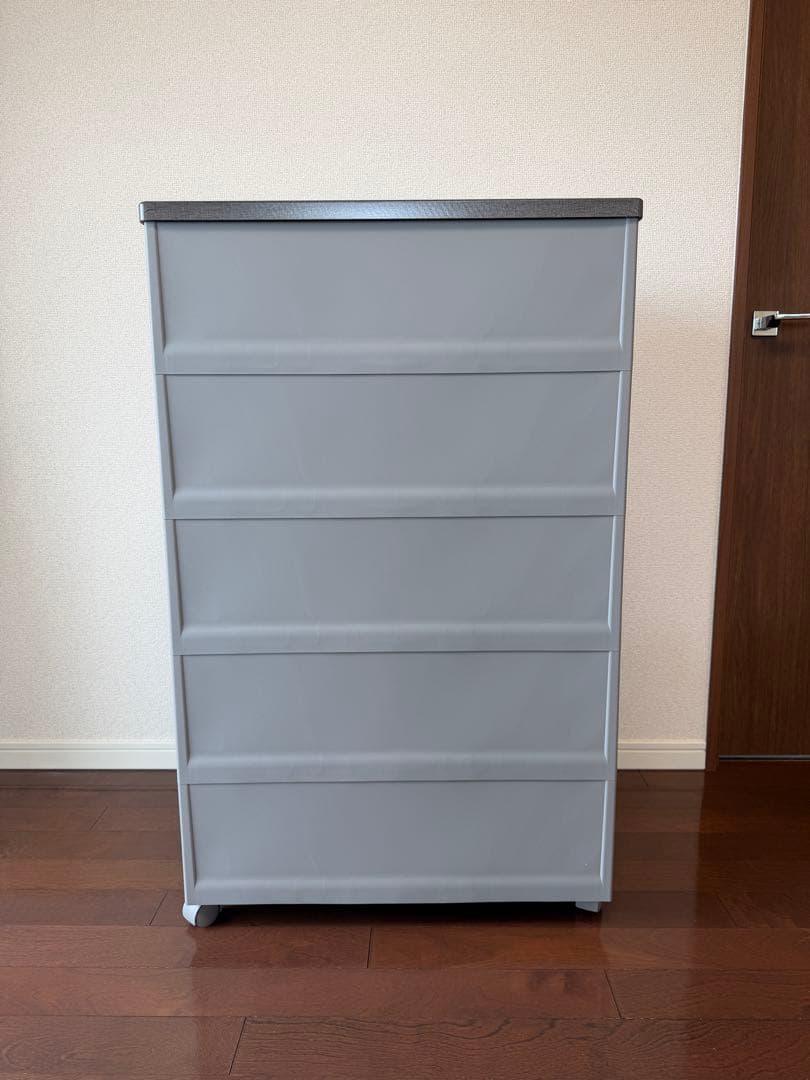 【天馬】グレー プラスチック製 5段チェスト
