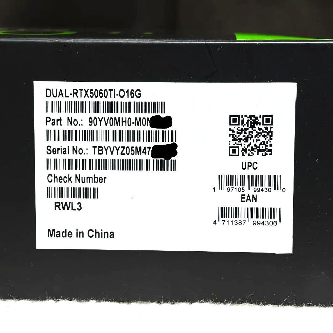 ASUS DUAL RTX 5060 Ti 16GB OC グラフィックボード