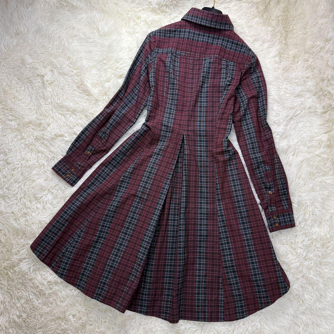 美品♡ヴィヴィアンウエストウッド オーブ刺繍 変形 チェック シャツ ワンピース