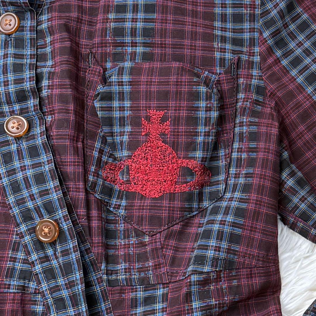 美品♡ヴィヴィアンウエストウッド オーブ刺繍 変形 チェック シャツ ワンピース