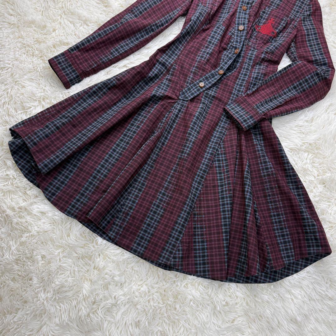 美品♡ヴィヴィアンウエストウッド オーブ刺繍 変形 チェック シャツ ワンピース