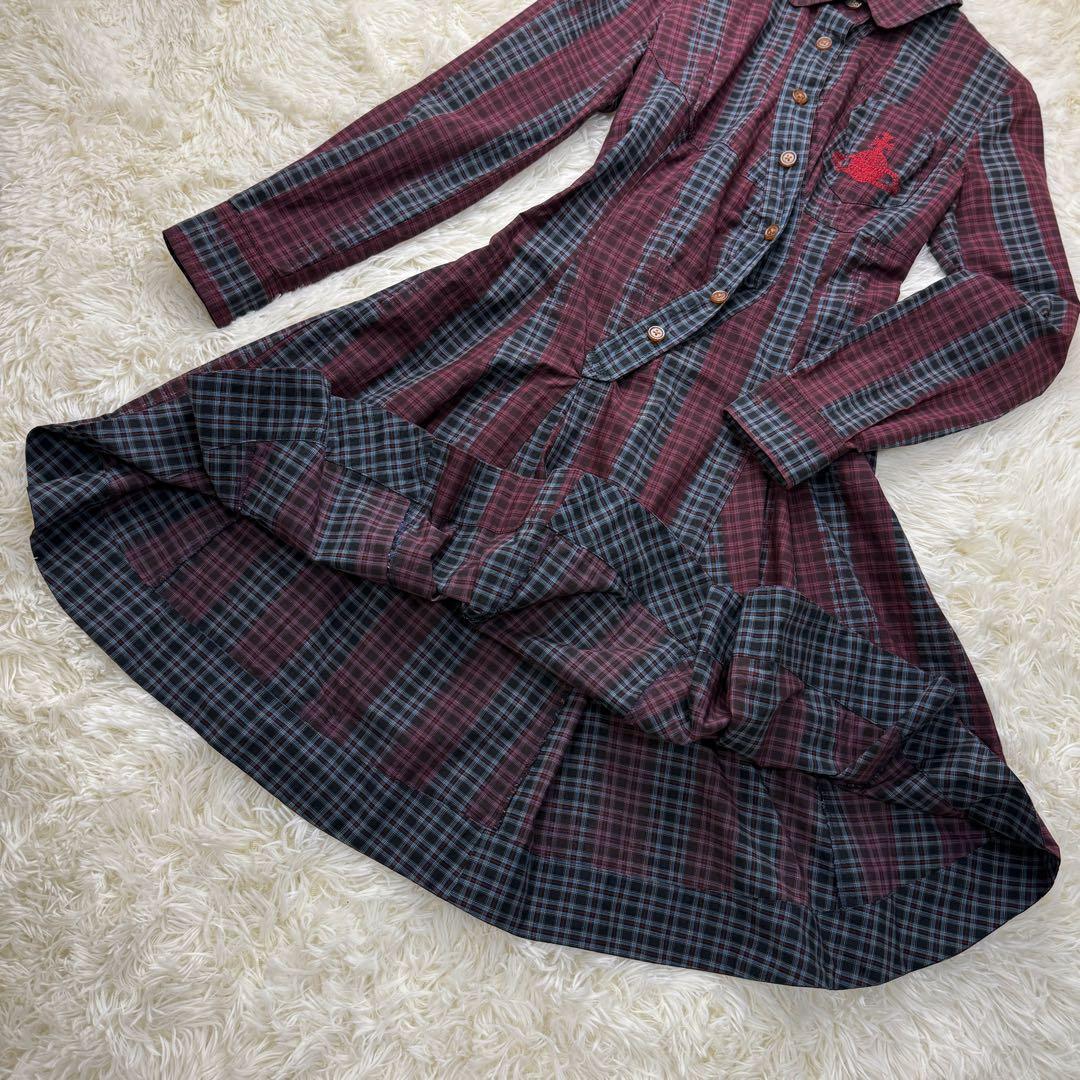 美品♡ヴィヴィアンウエストウッド オーブ刺繍 変形 チェック シャツ ワンピース