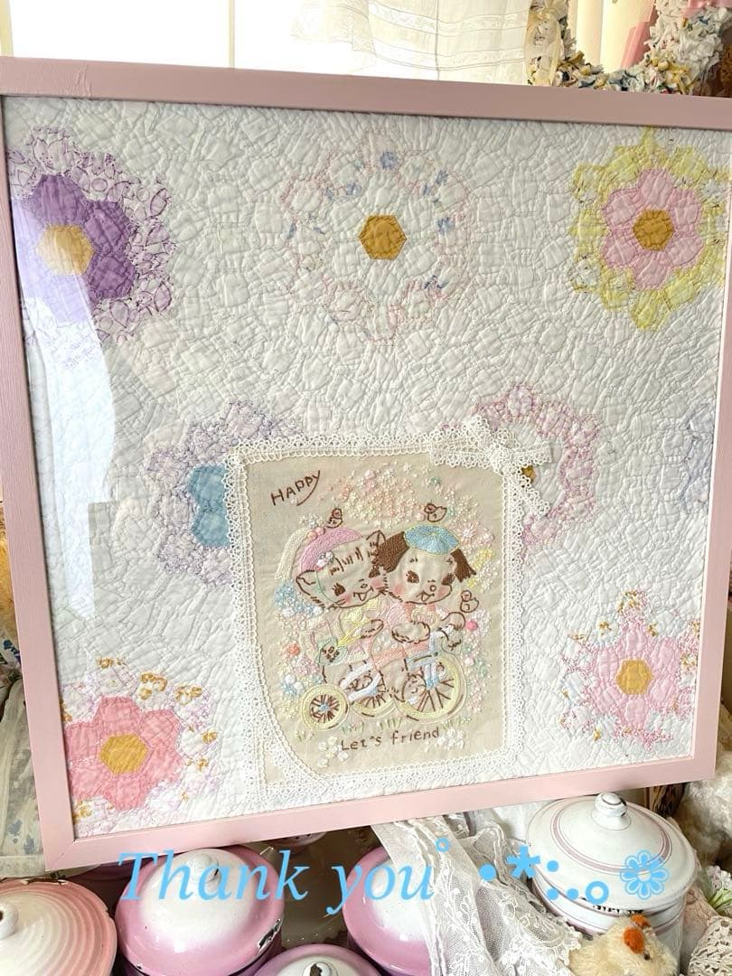 専用になります♡アンティークキルト＆ハンドメイド刺繍フレーム·͜· ♡
