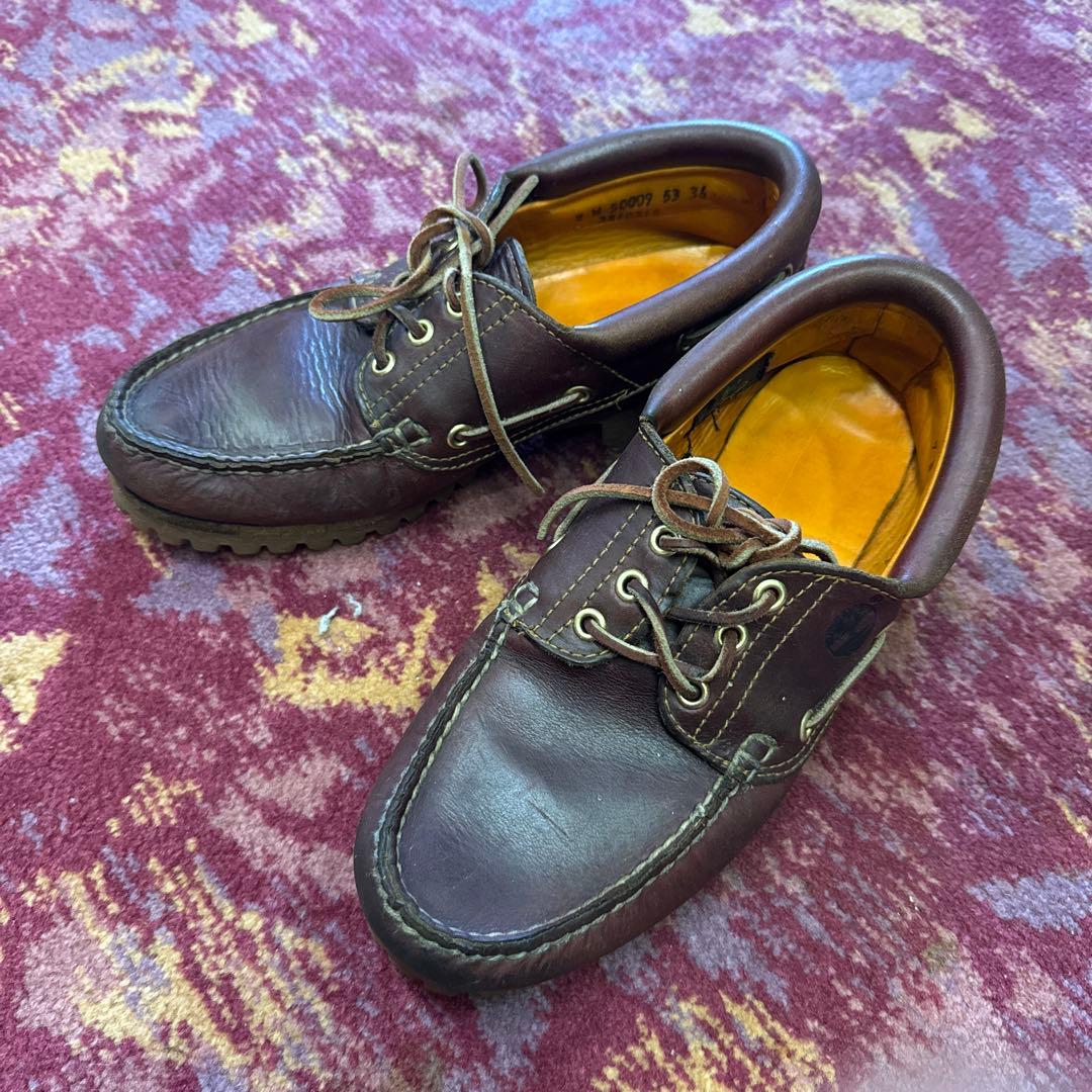 ティンバーランド ダークブラウン レザー デッキシューズ