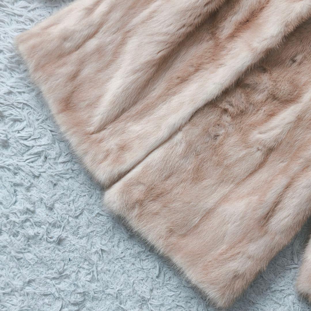 【美品 高級◎】総丈74 パステルミンク 毛皮 デミバフ ファーコート