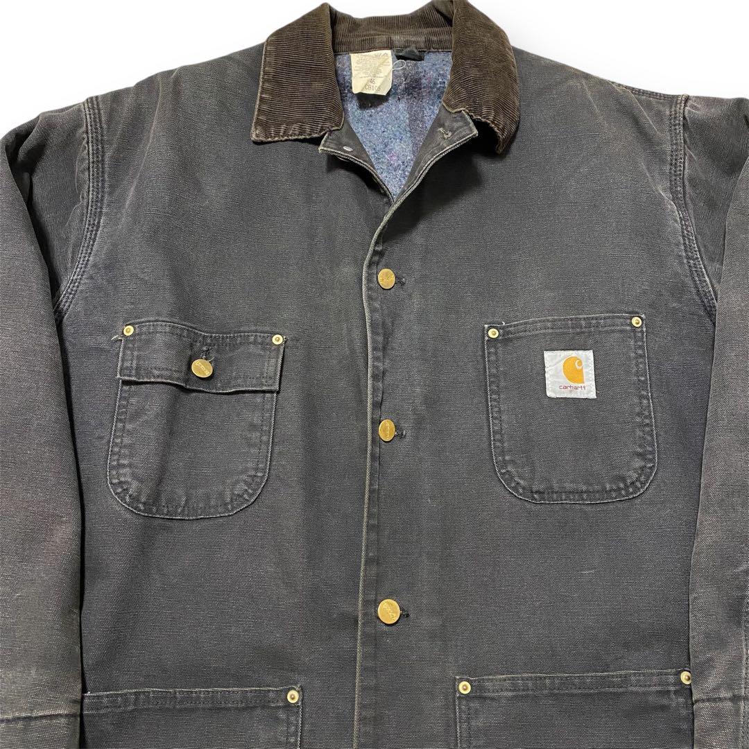 希少 星タグ Carhartt ミシガン チョアコート ブラック USA製 46