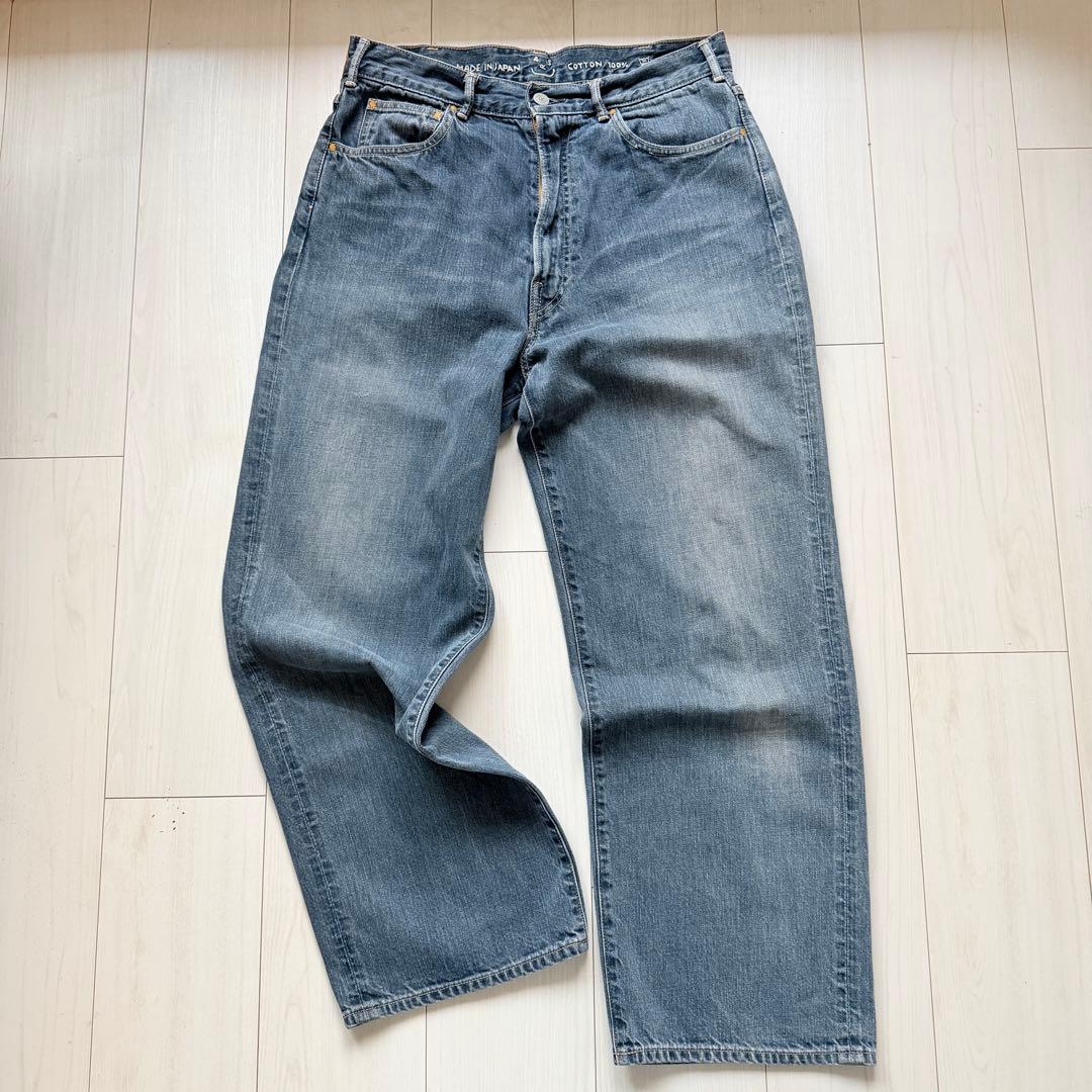 希少✨ 45R ライ麦デニムのシャルロット5 影色納戸 重 ワイドデニム