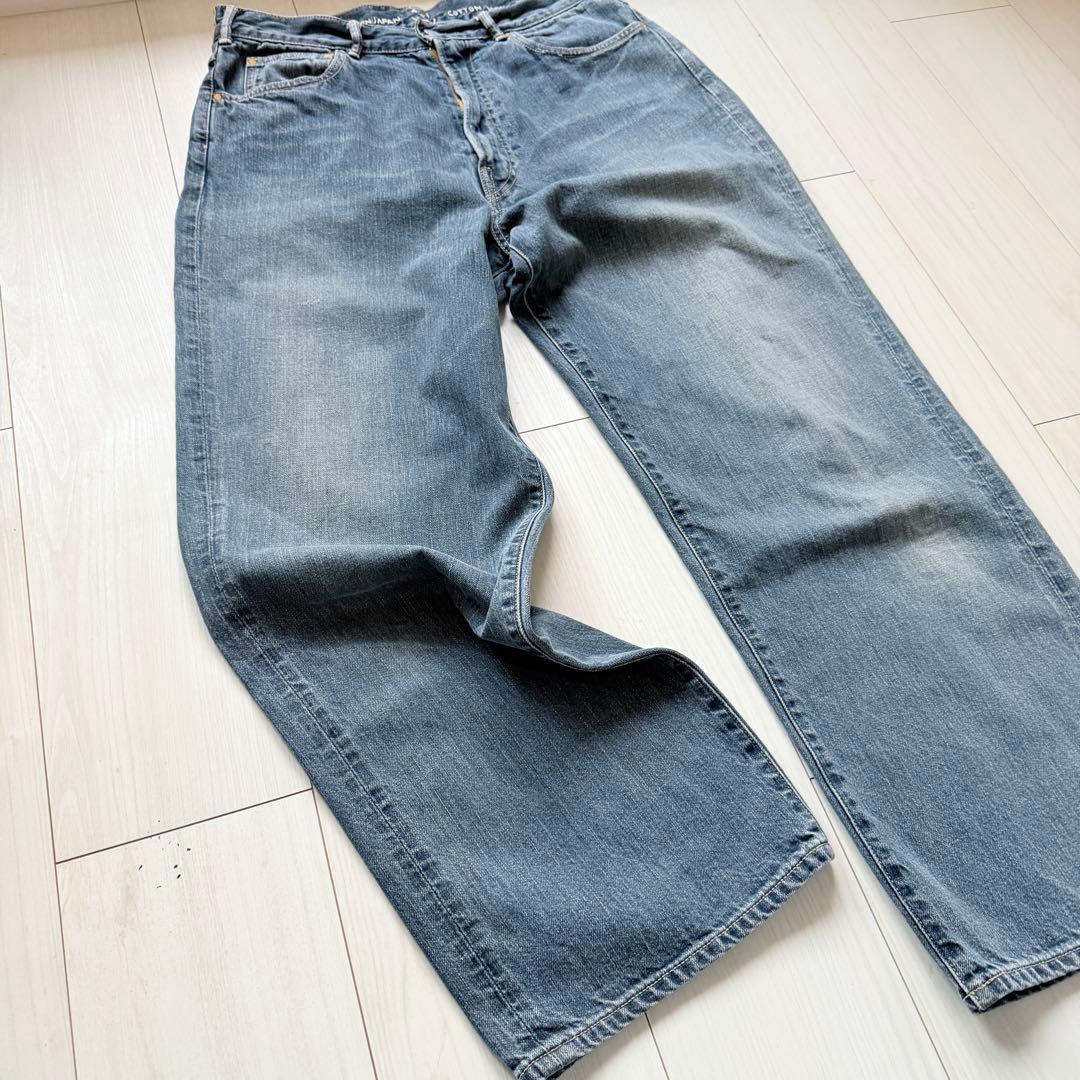 希少✨ 45R ライ麦デニムのシャルロット5 影色納戸 重 ワイドデニム