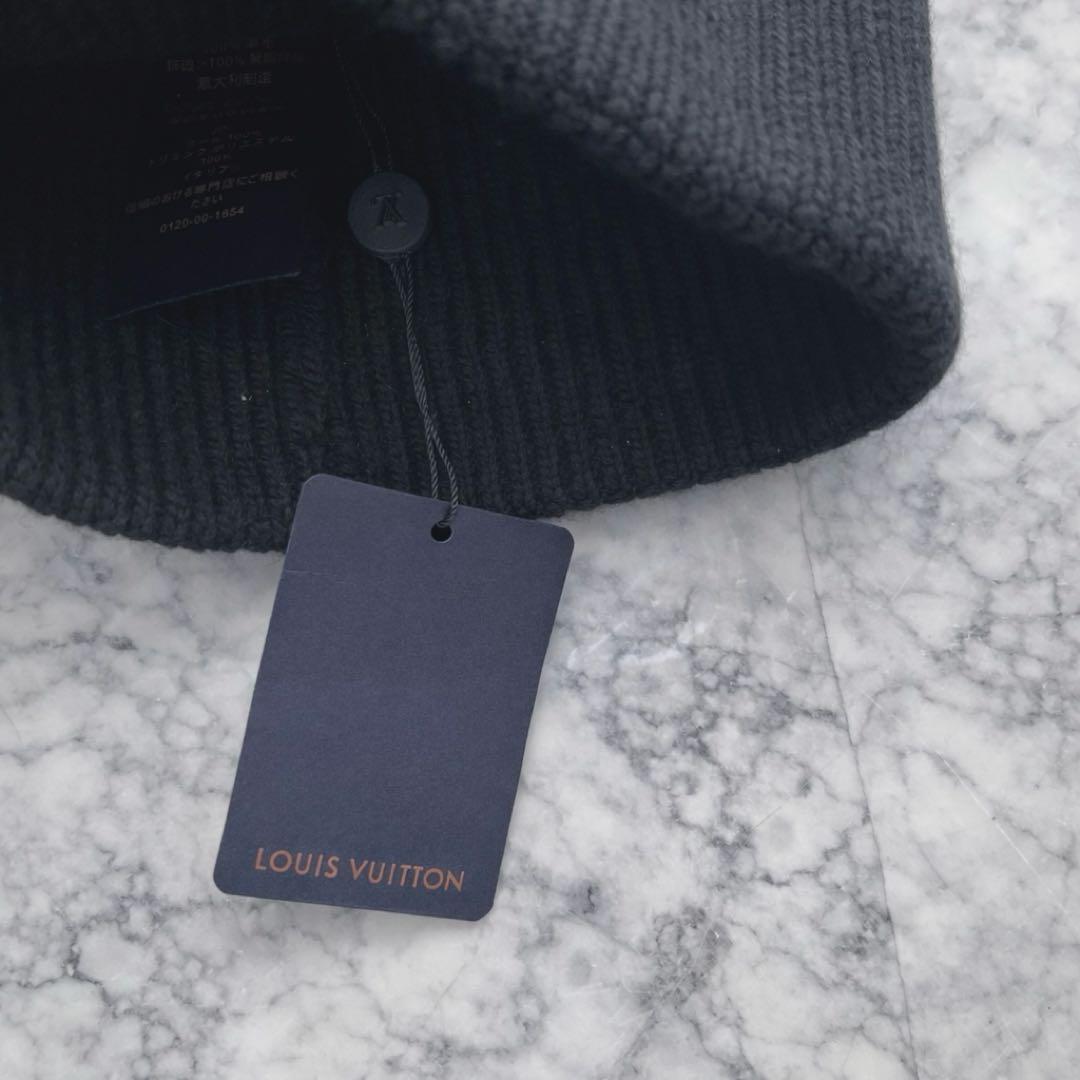 未使用 タグ付き ルイヴィトン ニットキャップ 帽子 LVロゴ ブラック