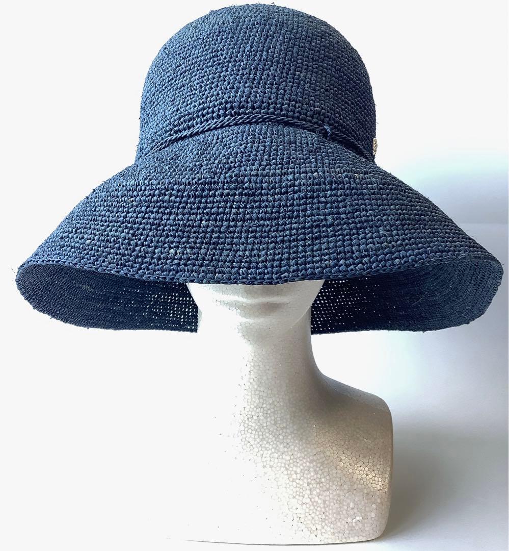新品★ヘレンカミンスキー★プロバンス10ラフィアハットクロッシェ帽子★ネイビー系