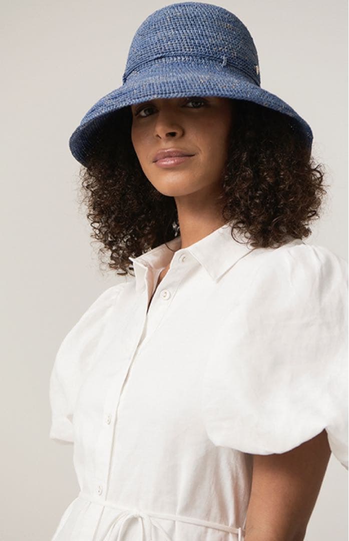 新品★ヘレンカミンスキー★プロバンス10ラフィアハットクロッシェ帽子★ネイビー系