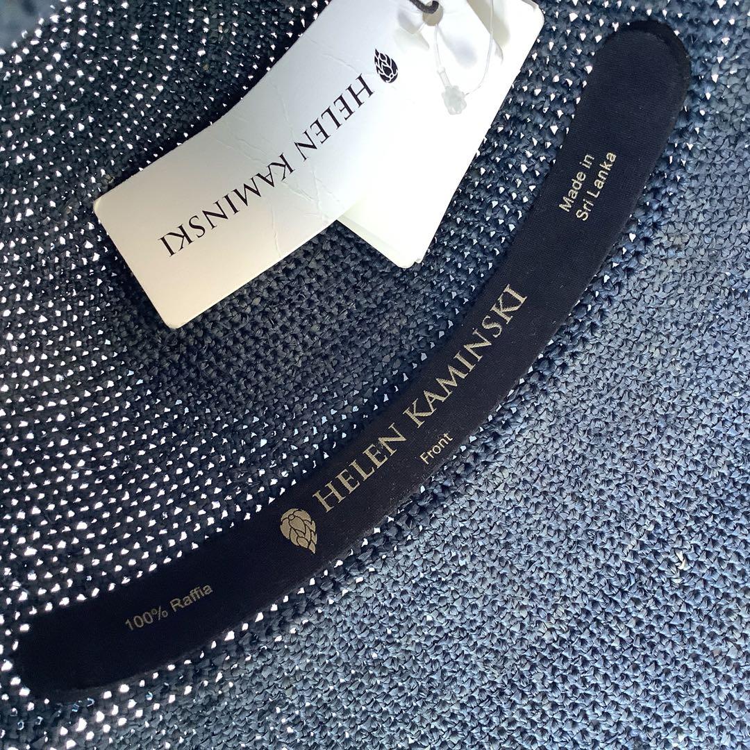 新品★ヘレンカミンスキー★プロバンス10ラフィアハットクロッシェ帽子★ネイビー系