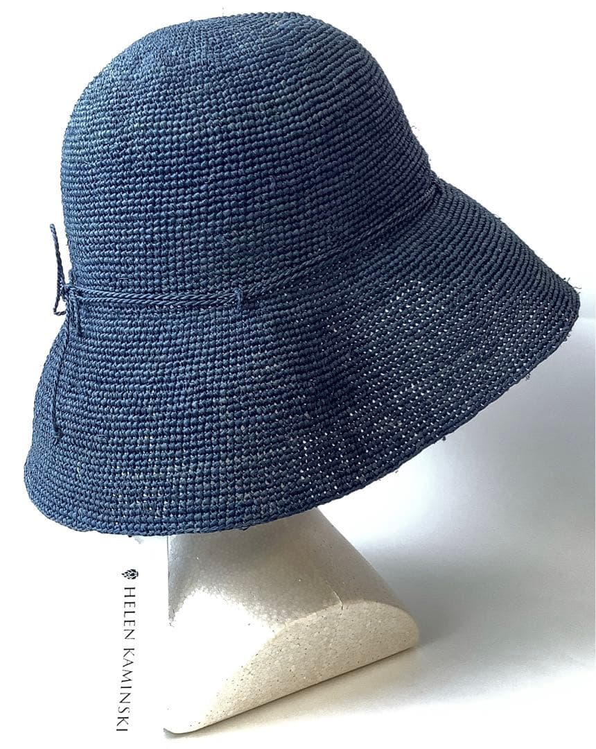 新品★ヘレンカミンスキー★プロバンス10ラフィアハットクロッシェ帽子★ネイビー系