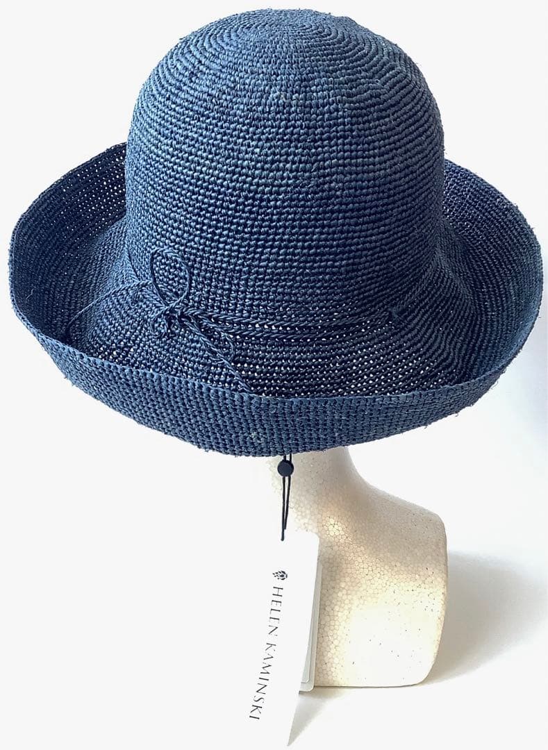 新品★ヘレンカミンスキー★プロバンス10ラフィアハットクロッシェ帽子★ネイビー系