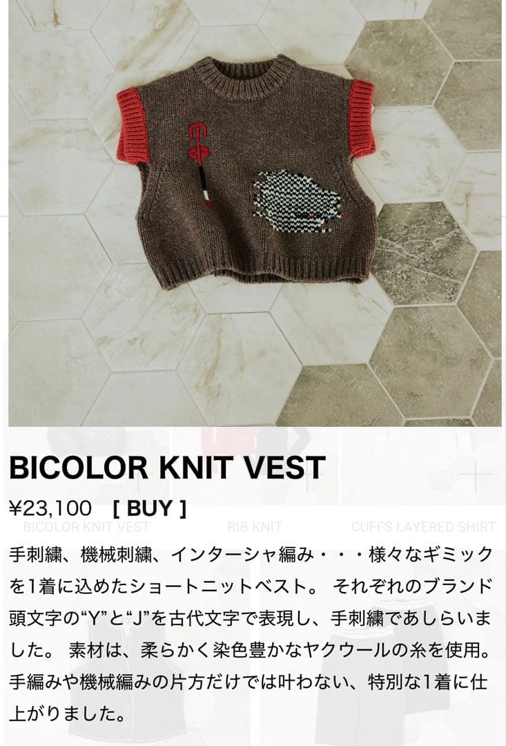 別注【Y.A.Acc】for JS Bicolor knit Vest ラックス