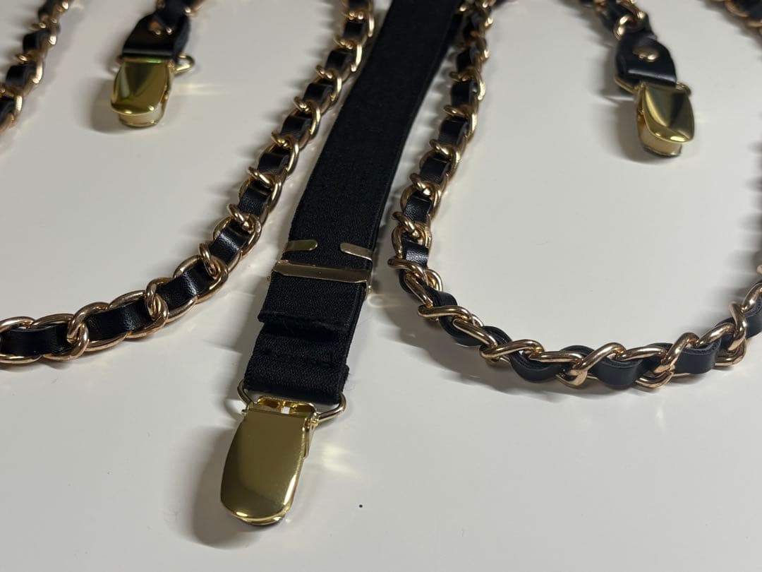 【Mサイズ】BECOME TREE チェーンサスペンダー ブラック×ゴールド