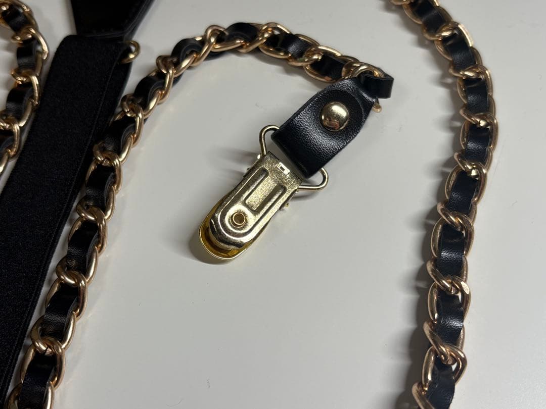 【Mサイズ】BECOME TREE チェーンサスペンダー ブラック×ゴールド