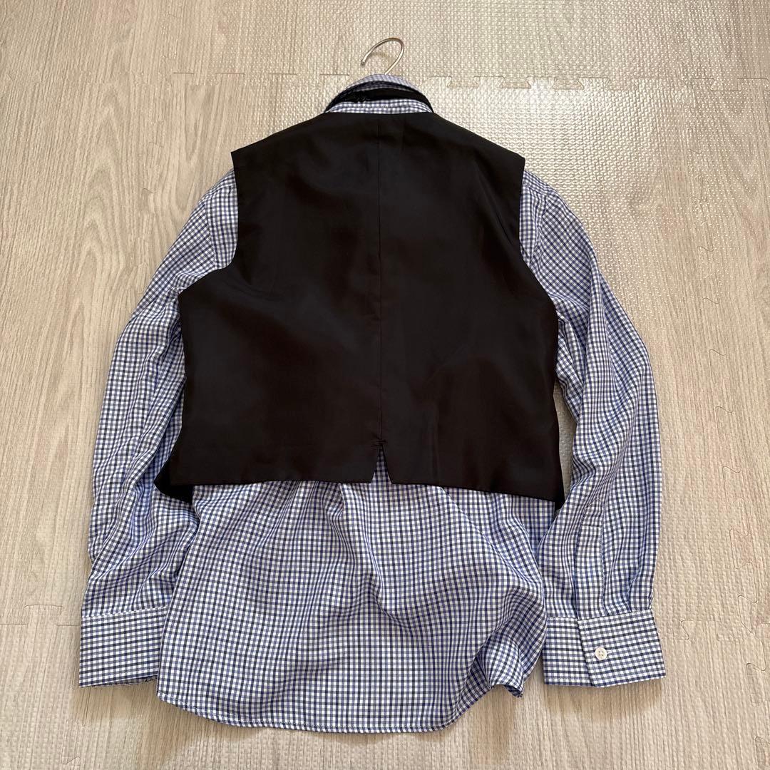 ワンダーファクトリー 140 男の子 スリーピース 5点 セットアップ紺チェック