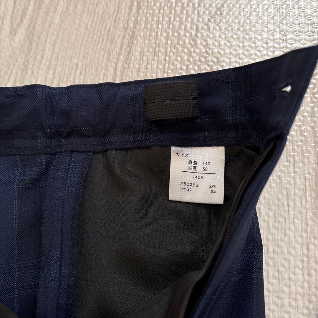 ワンダーファクトリー 140 男の子 スリーピース 5点 セットアップ紺チェック