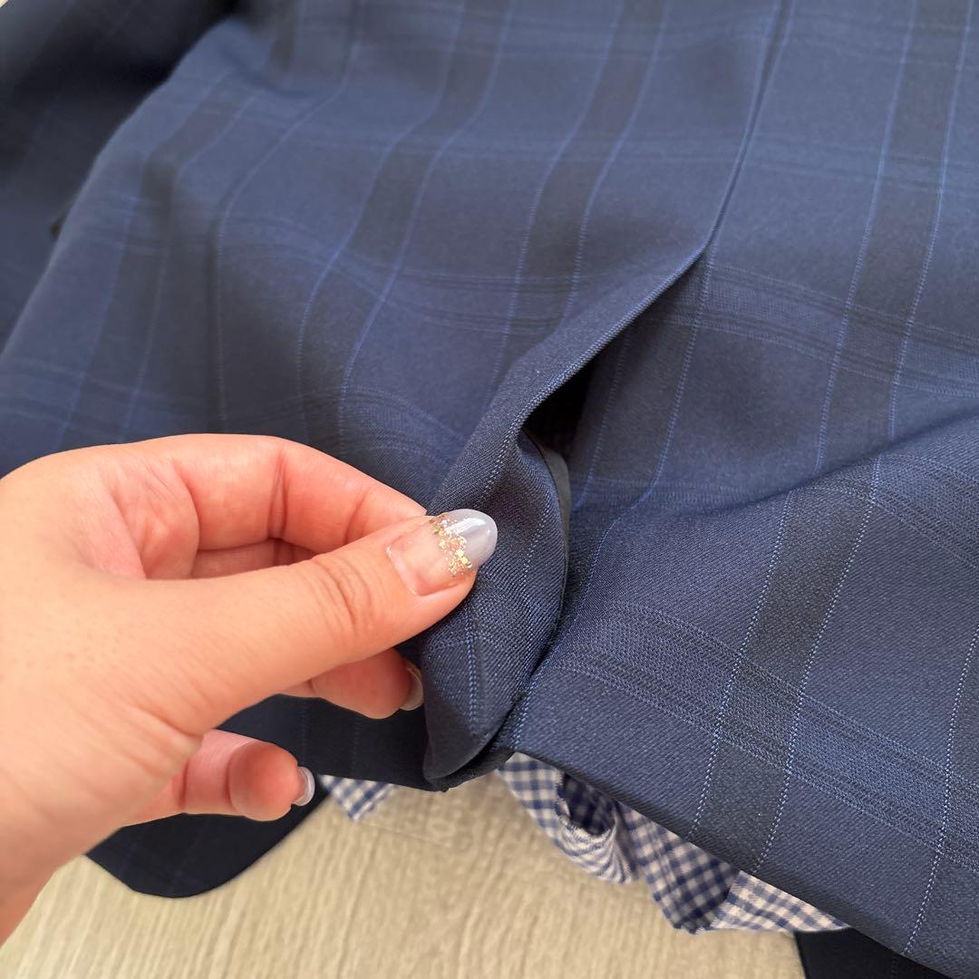 ワンダーファクトリー 140 男の子 スリーピース 5点 セットアップ紺チェック