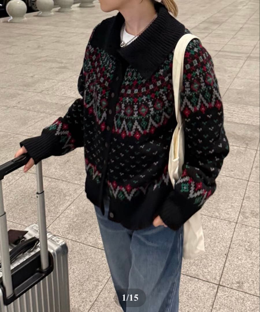 ムーミン 新品fashiru wool fairisle cardigan