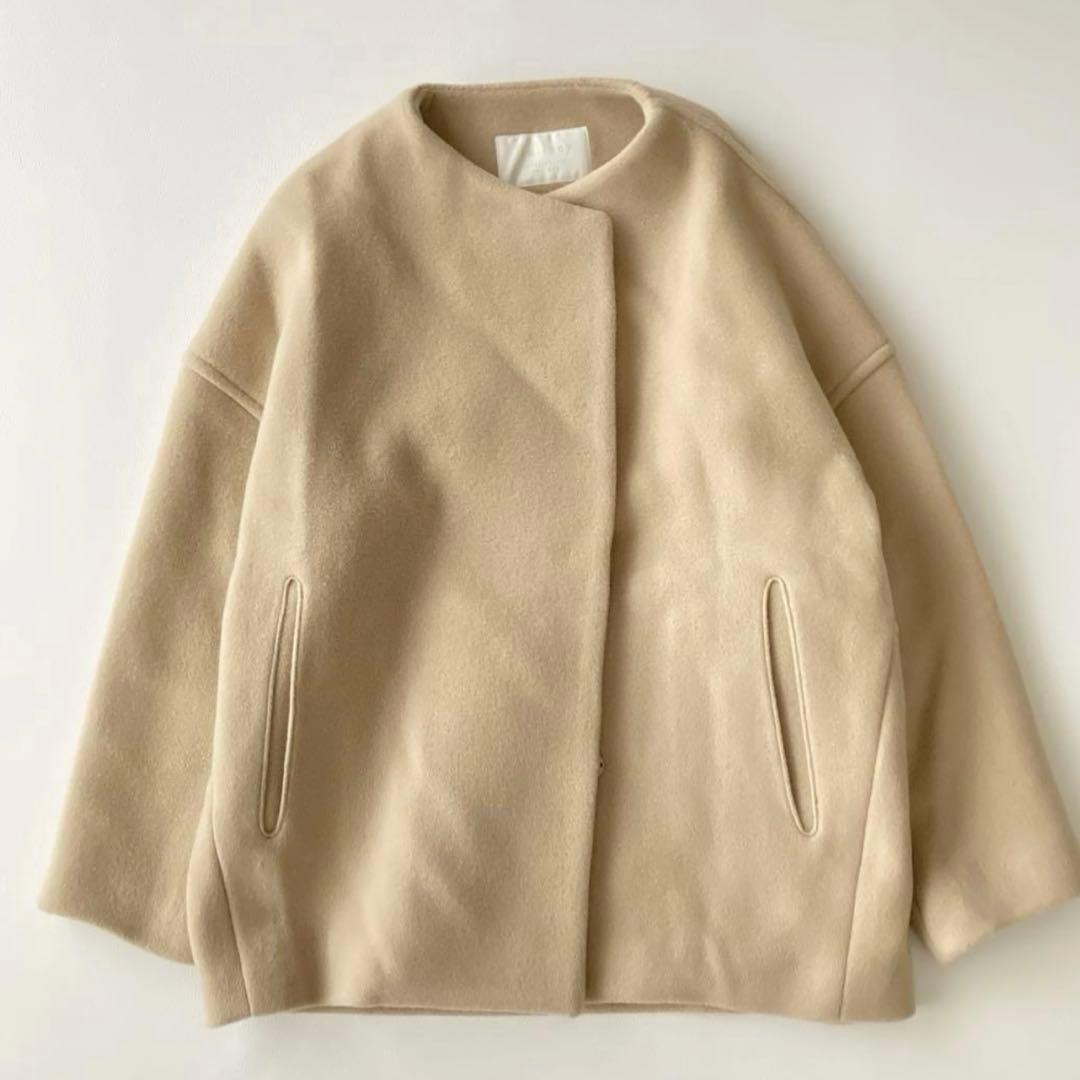 23AW ボールジィ　ウールナイロンベロア コクーンコート　ベージュ