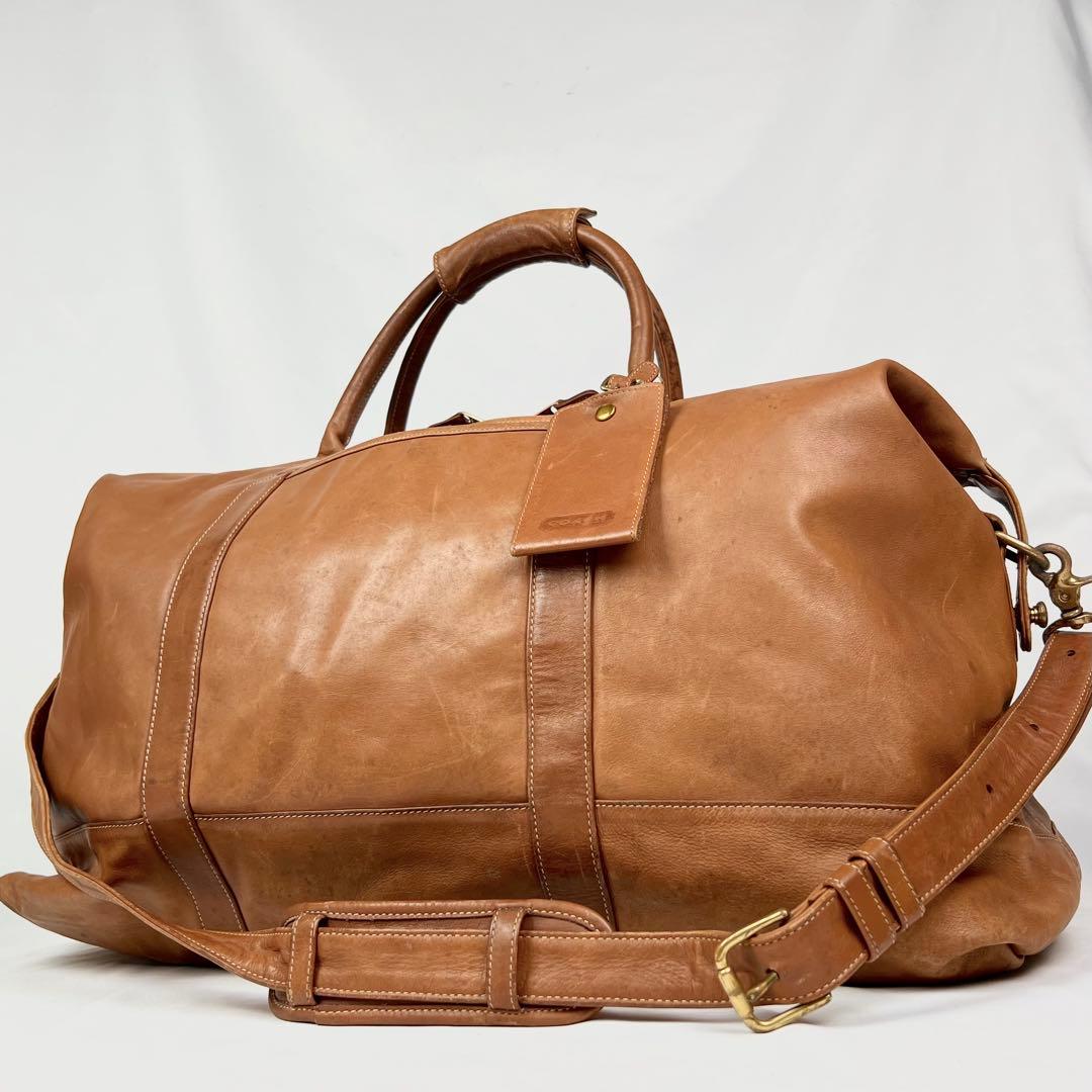 コーチ ボストンバッグ 2way レザー 大容量 ドイツホック ブラウン