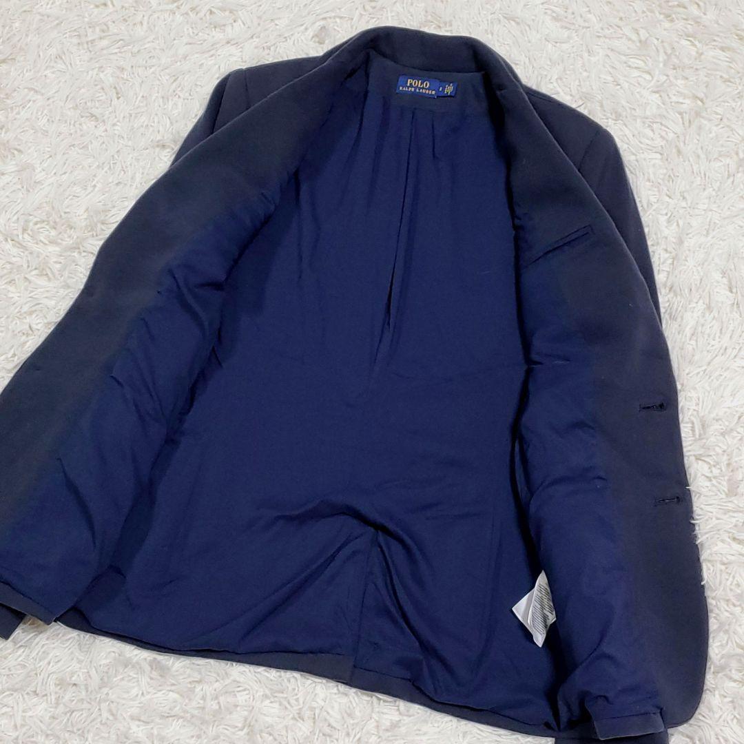 美品 M ポロラルフローレン エンブレム刺繍ワンポイント ブレザー 紺 金ボタン