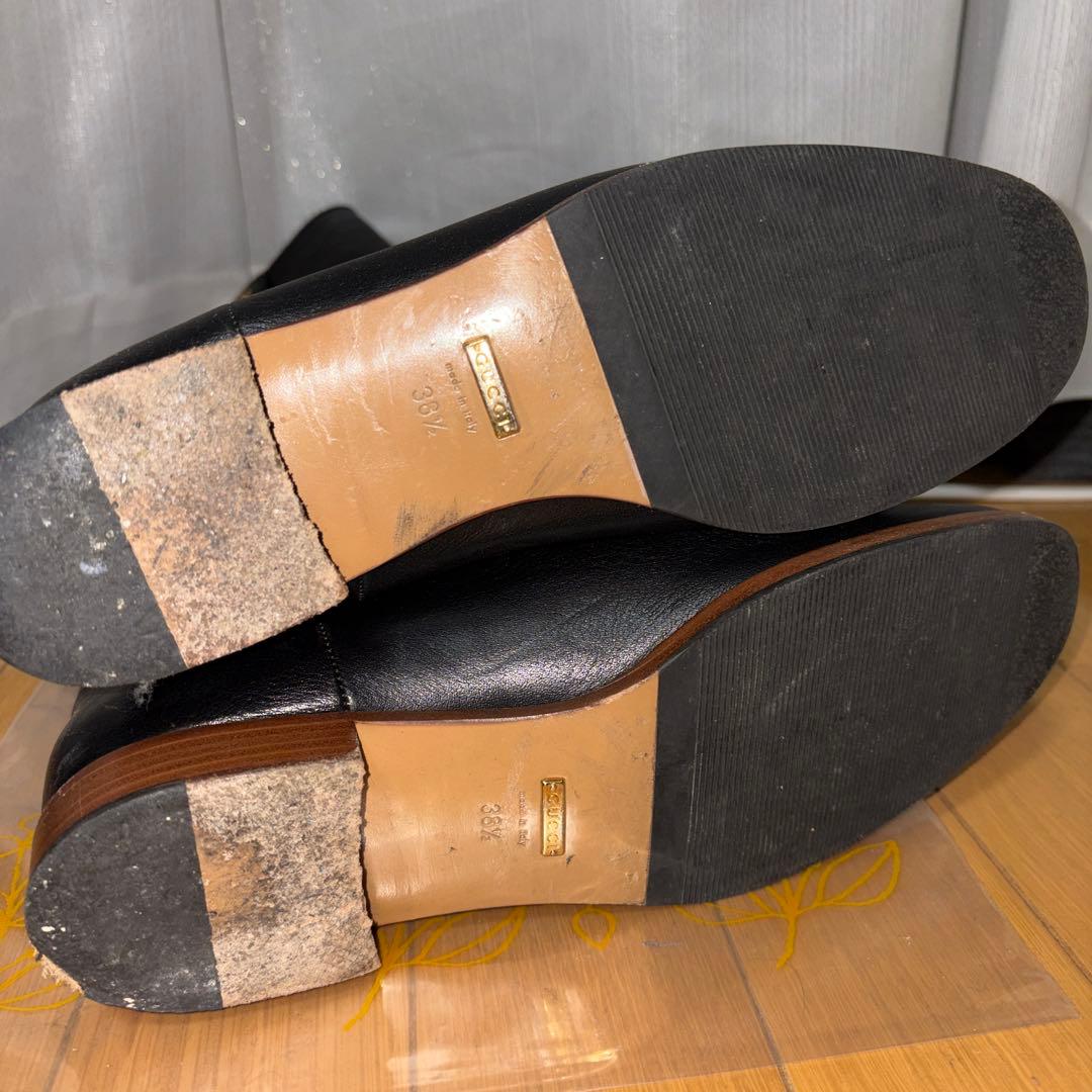 GUCCI ブラックレザーロングブーツ 38
