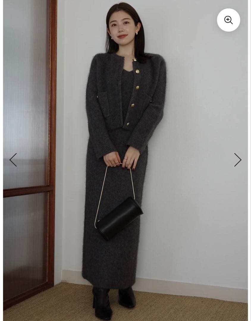 【anuans】カシミヤブレンドキャミソールニットワンピース（グレー）サイズ1