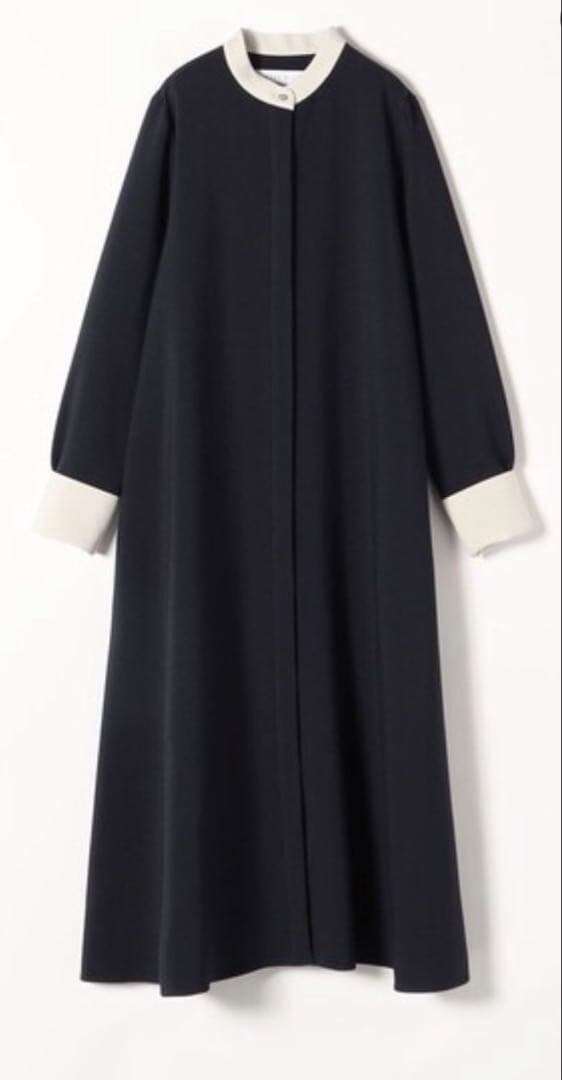 SHIPS any ダブルクロス Aライン シャツワンピース　ネイビー